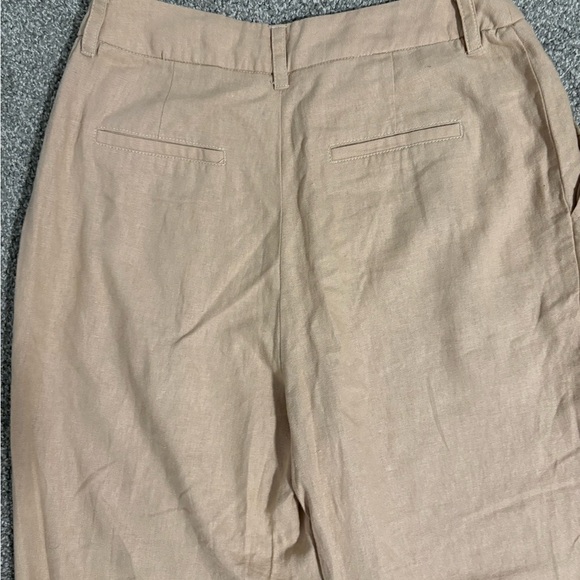 Avec Les Filles Beige Straight Leg Linen Blend Trousers Pants Women's Size 6 - Picture 8 of 8